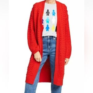 LEGO TEXTURED KNIT LONGLINE CARDIGAN - RED SIZE 3X (NEW WITH TAGS) A21